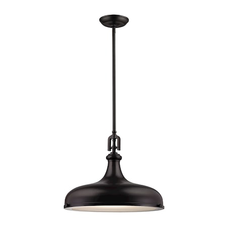 Rutherford 1-Light Pendant In Oil Rubbed Bronze With Metal Shade